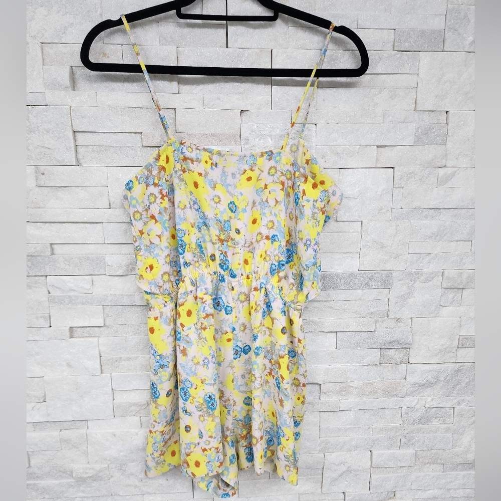 Topshop Floral Romper Shirts Pastel Multi Color Ruffles Straps Shorts Jumpsuit - Picture 5 of 7